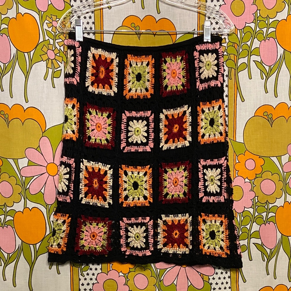 Crochet Granny Square Mini Skirt